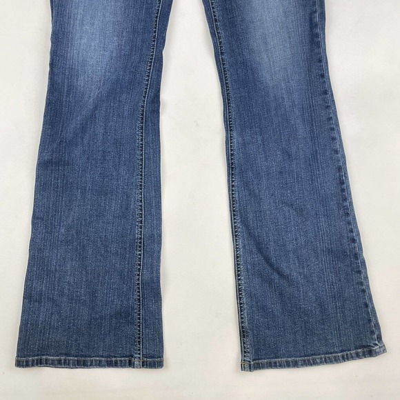 White House Black Market Blanc Flare Leg Jeans Sz 4 R Blue Cotton Blend Stretch - Picture 4 of 7